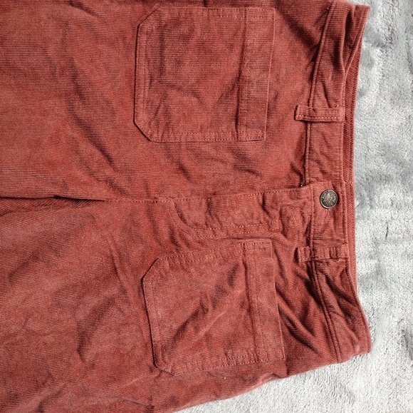 FAHERTY Stretch Corduroy Pants 27 Wide Leg Henna Rust Patch Pocket High Rise - Picture 2 of 11